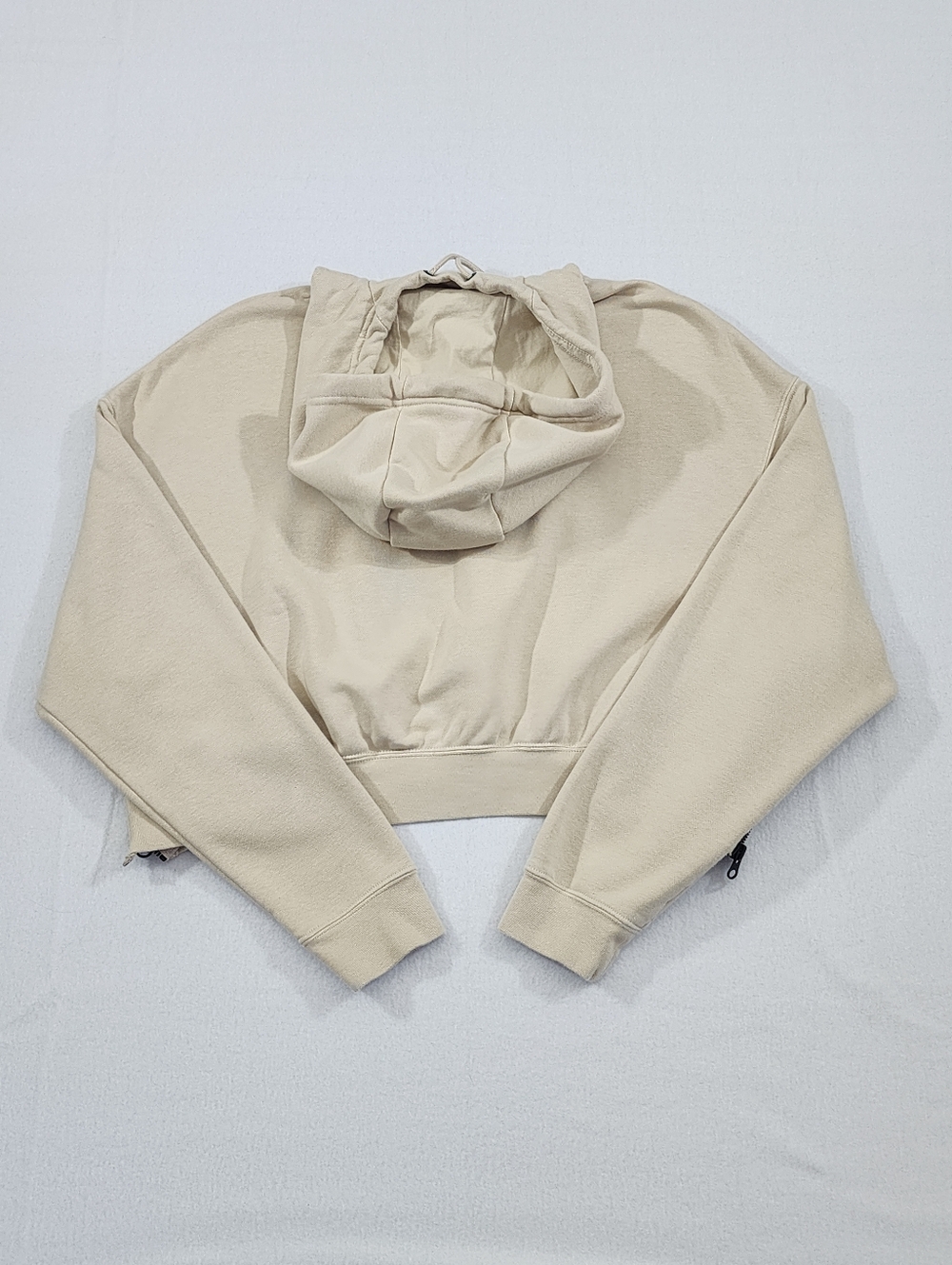 Nike Tech Fleece Cropped Hoodie Beige Cream Medium Zip Hem - Picture 12 of 12
